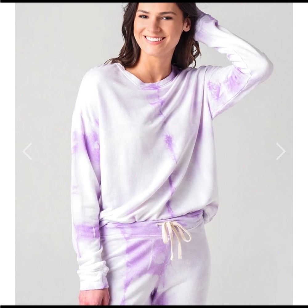 Sundry Tie-Dye Terry Oversized Sweatshirt in Lavender/White Size XS